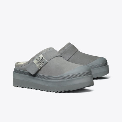 Tory Burch Mellow Shearling Platform Mule CHARCOAL GRAY / SILVER