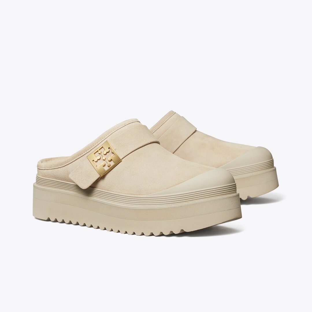 Tory Burch Mellow Shearling Platform Mule CALCARE / GOLD