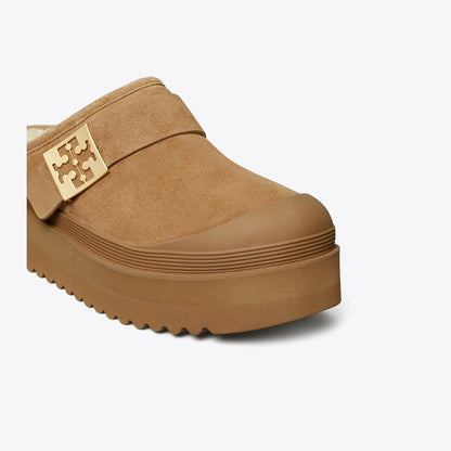 Tory Burch Mellow Shearling Platform Mule CHESTNUT / GOLD