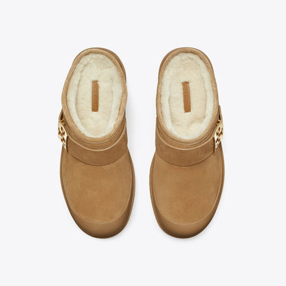 Tory Burch Mellow Shearling Platform Mule CHESTNUT / GOLD