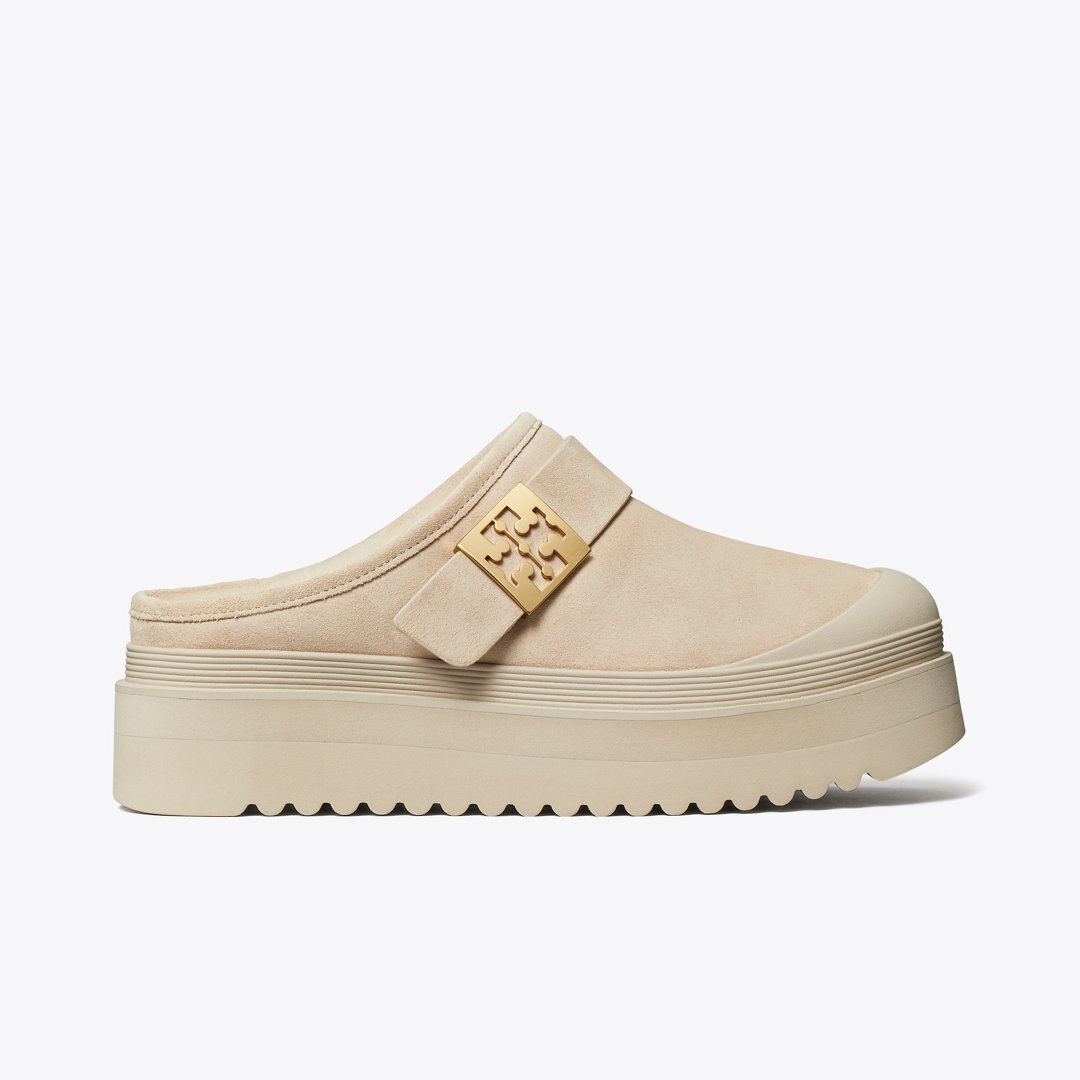 Tory Burch Mellow Shearling Platform Mule CALCARE / GOLD