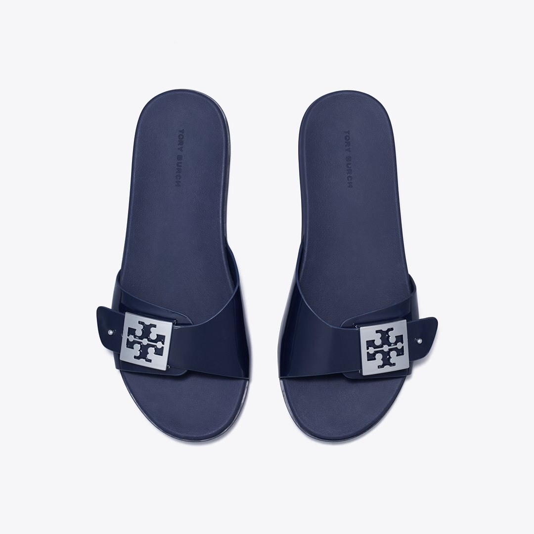 Tory Burch Mellow Slide NEW NAVY / SILVER