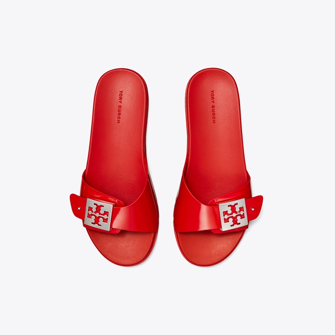 Tory Burch Mellow Slide LIPSTICK RED / SILVER