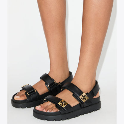 Tory Burch Mellow Sport Sandal PERFECT BLACK / GOLD