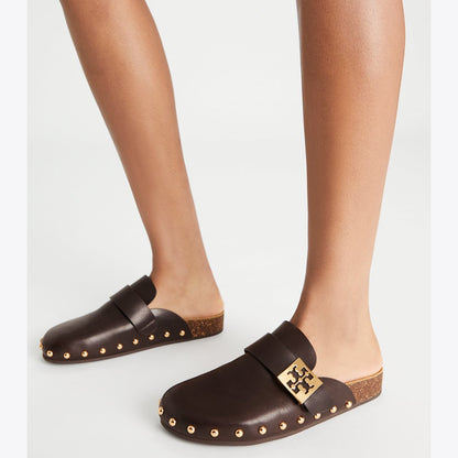 Tory Burch Mellow Studded Mule DEEP MOCHA / GOLD