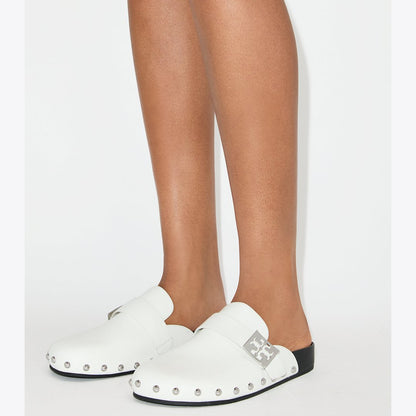 Tory Burch Mellow Studded Mule WHITE / SILVER