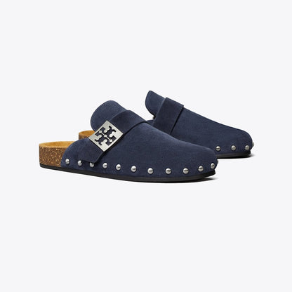 Tory Burch Mellow Studded Mule NEW NAVY / SILVER