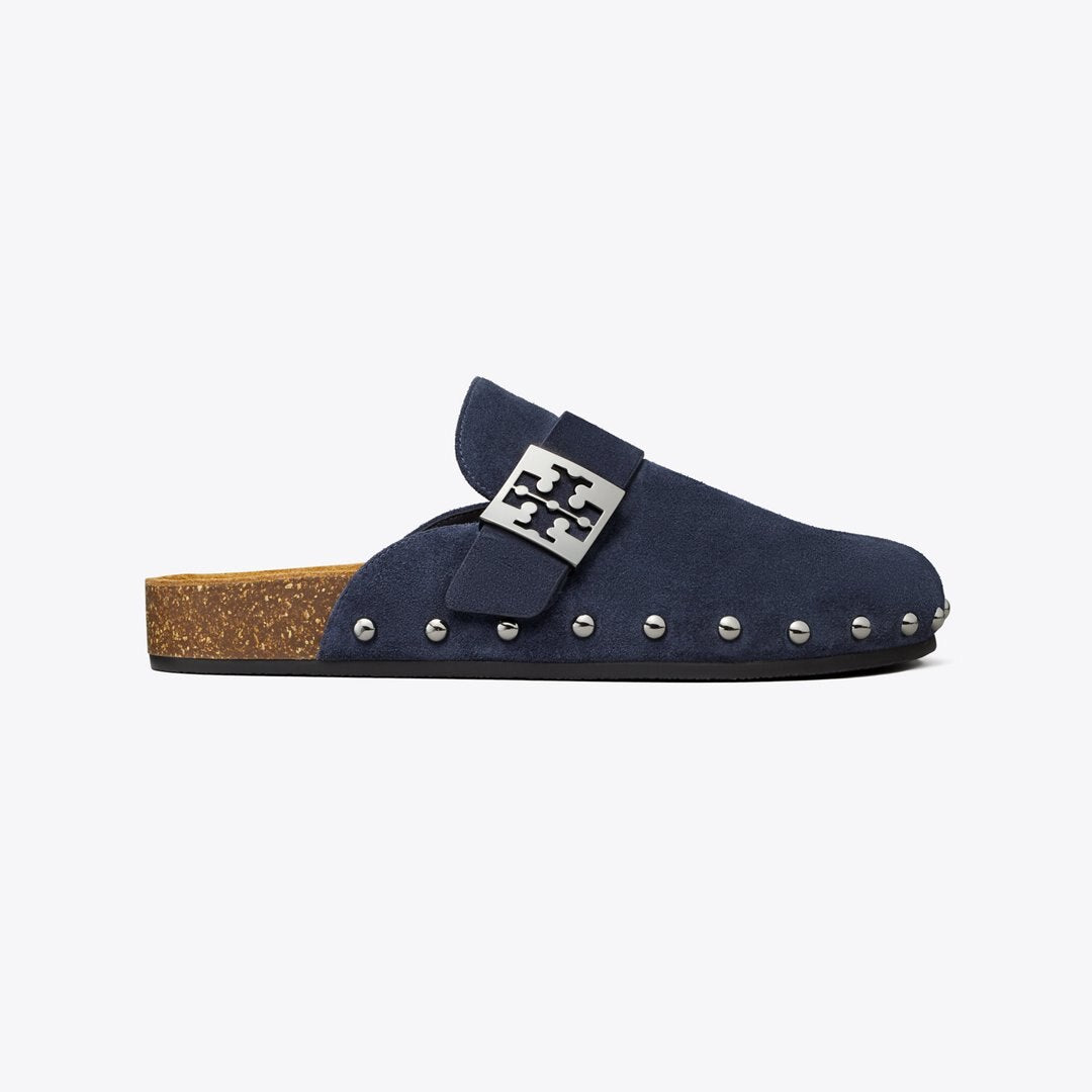 Tory Burch Mellow Studded Mule NEW NAVY / SILVER
