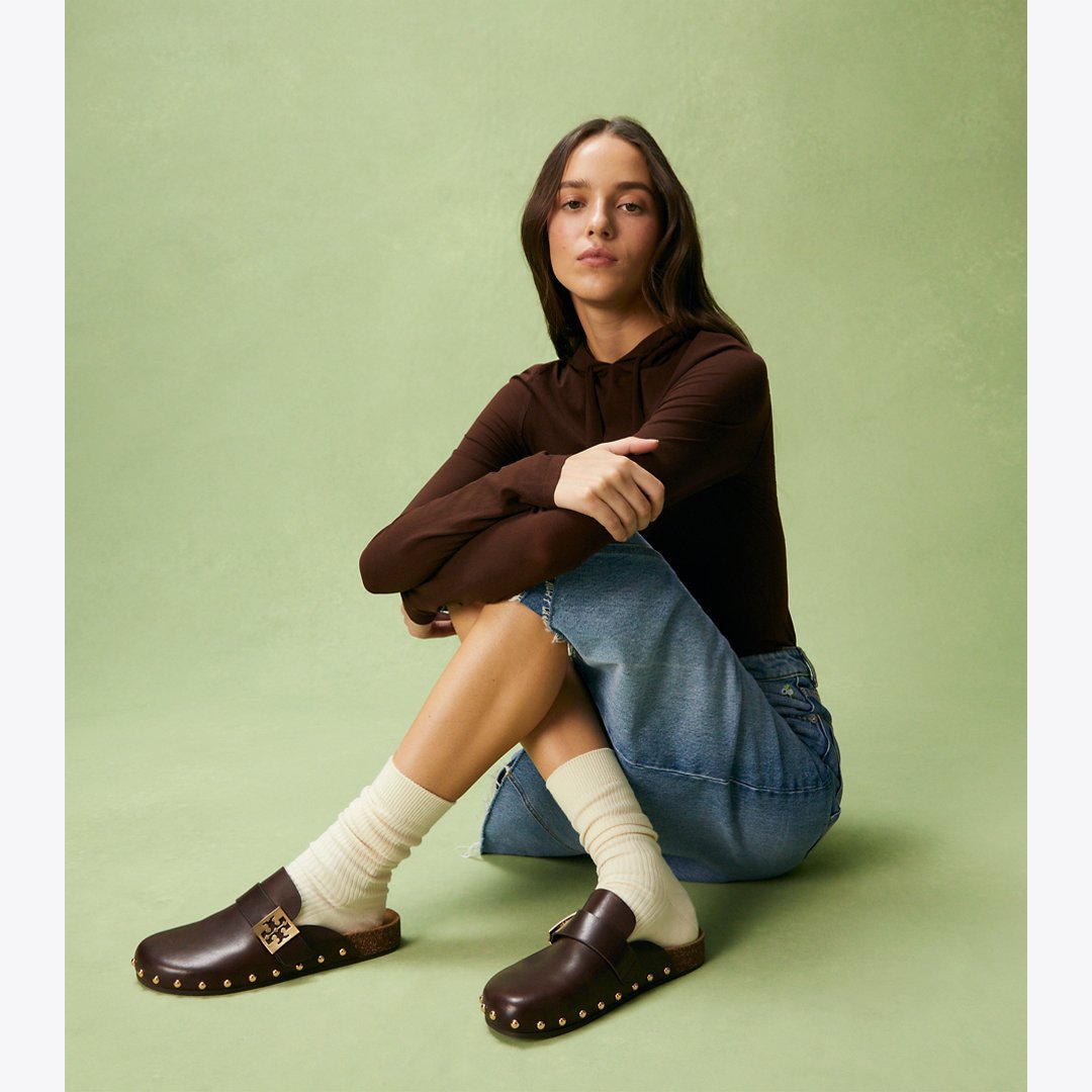 Tory Burch Mellow Studded Mule DEEP MOCHA / GOLD