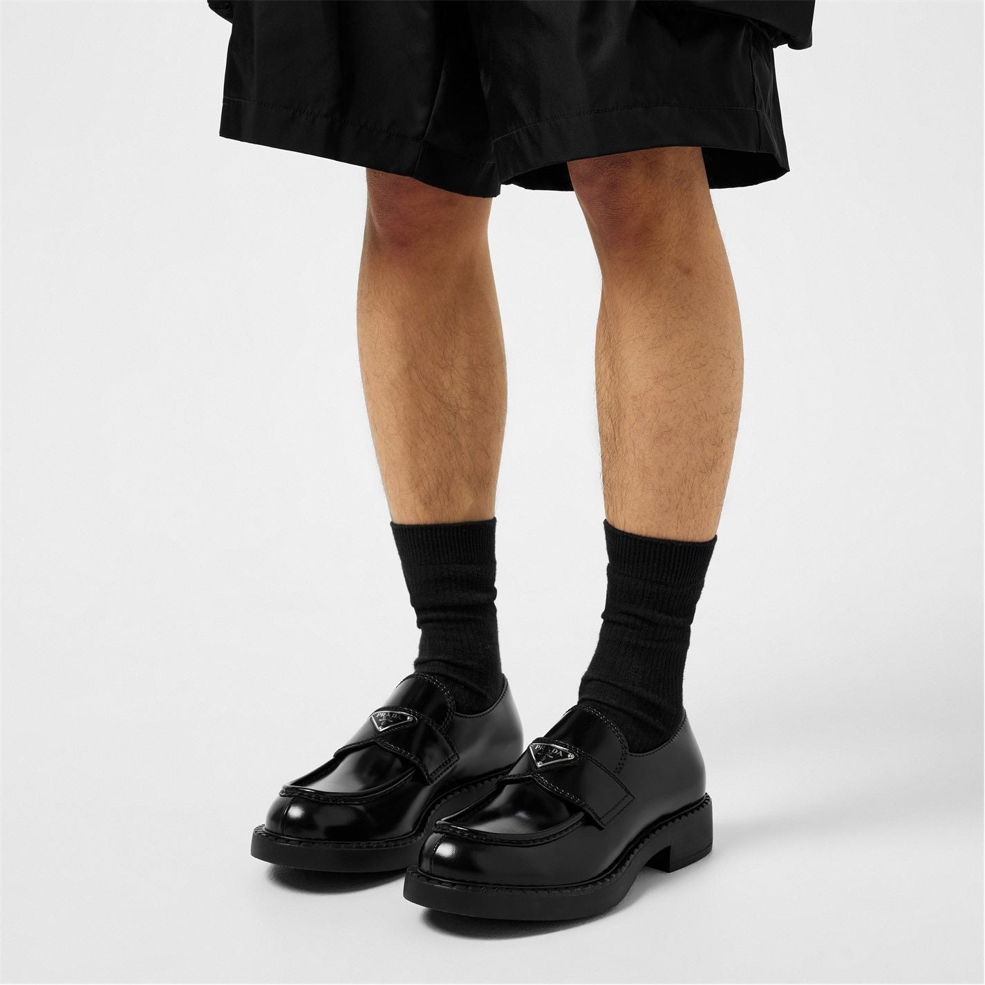  Men'S Chocolate Leather Loafers Nero
