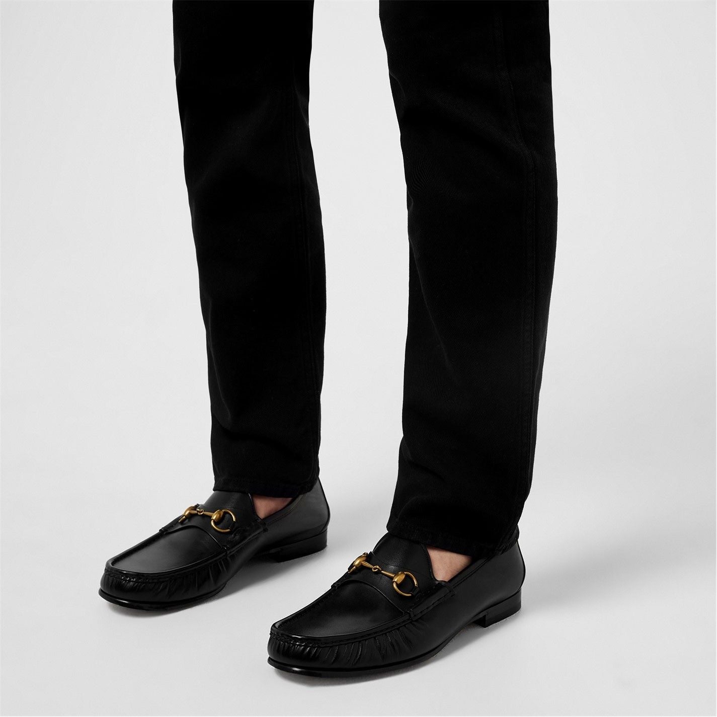  Men's Horsebit Leather Roos Loafers Black