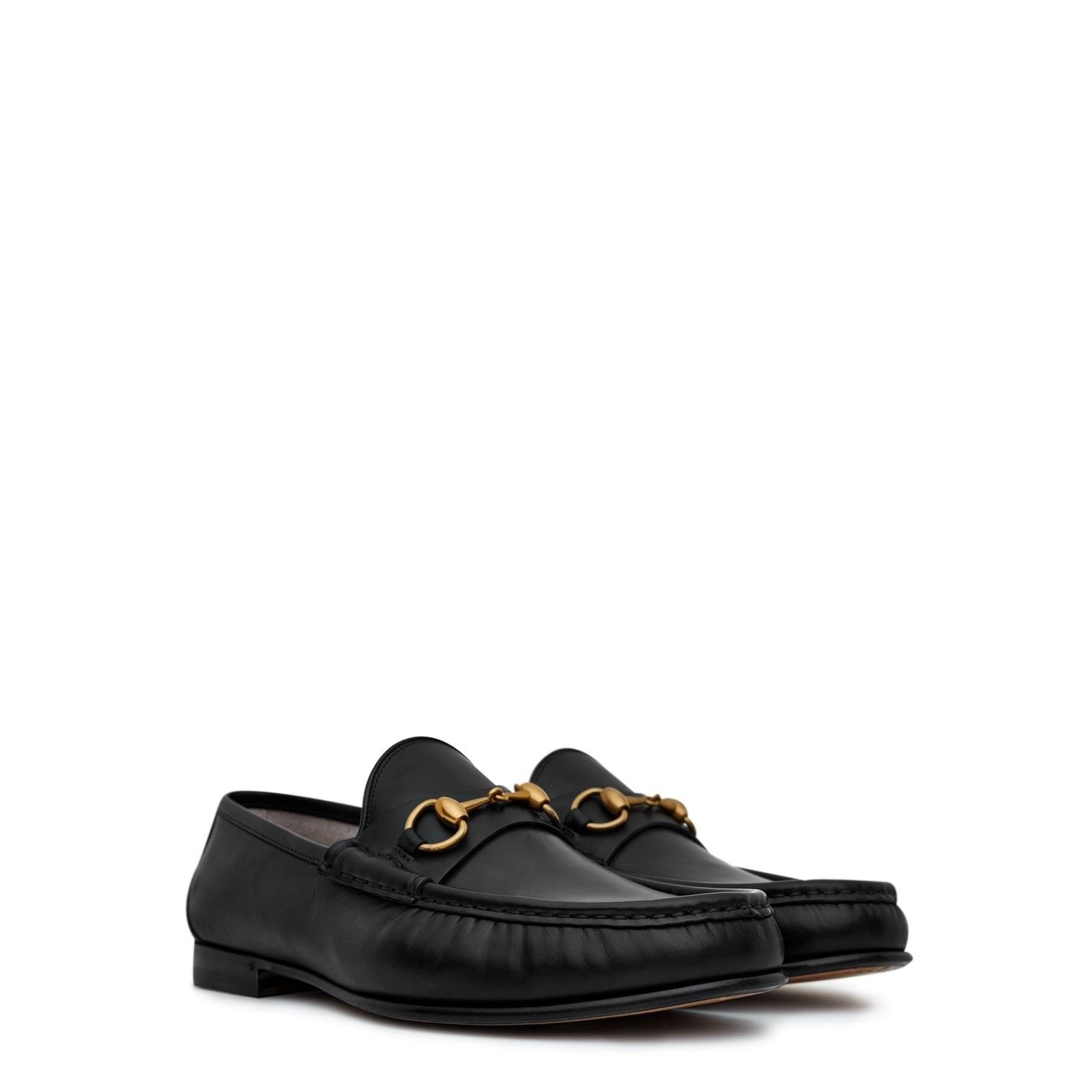  Men's Horsebit Leather Roos Loafers Black