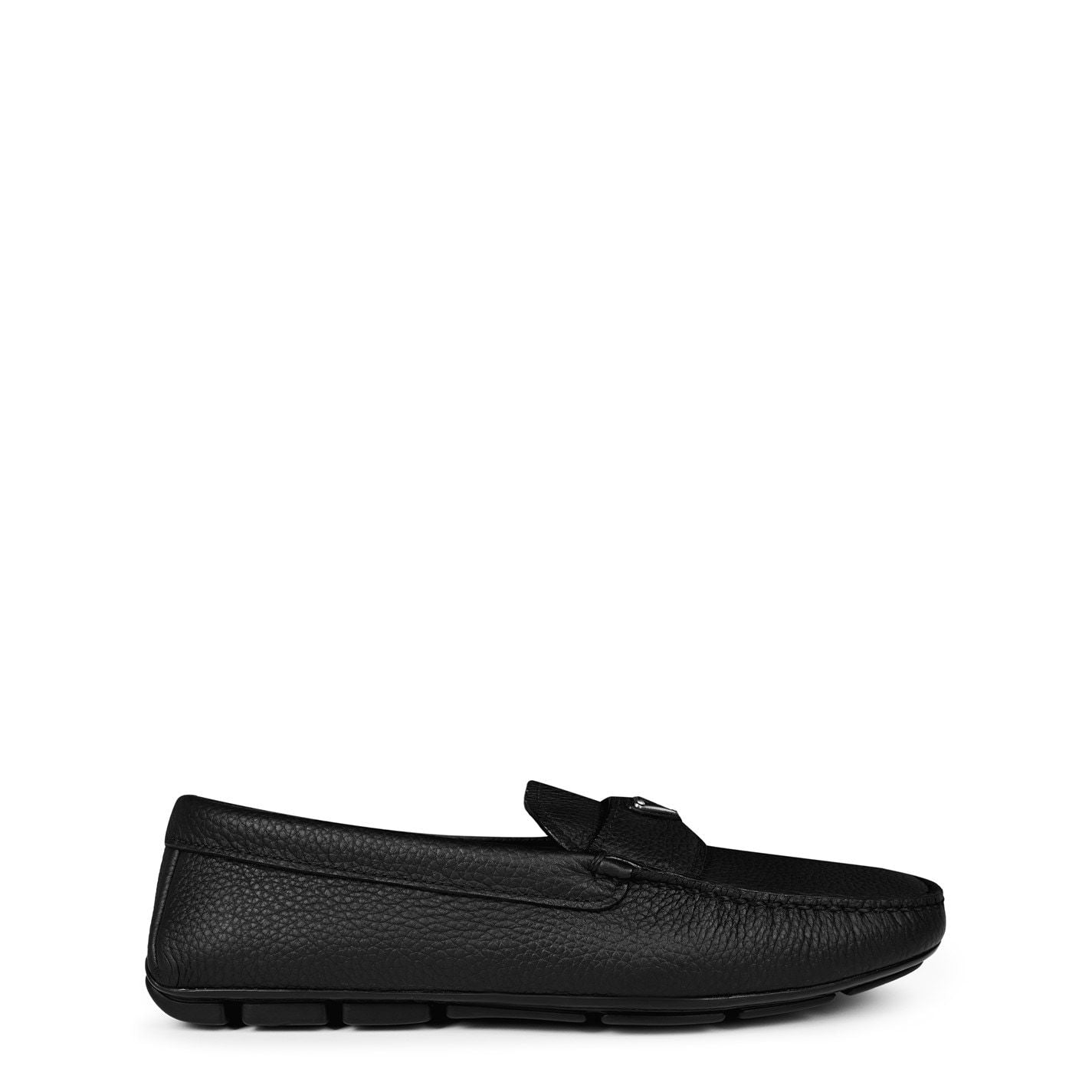 Men'S Leather Drive Loafers Nero