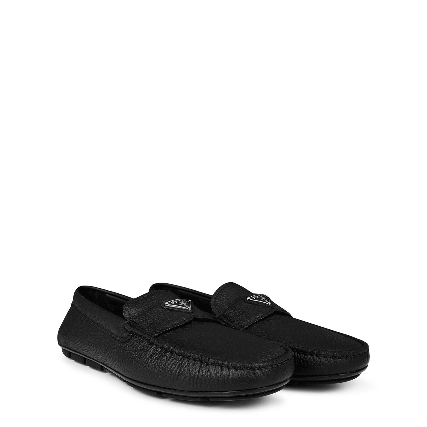  Men'S Leather Drive Loafers Nero