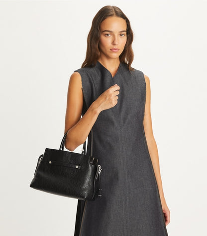 Mercer Distressed Satchel Black Black