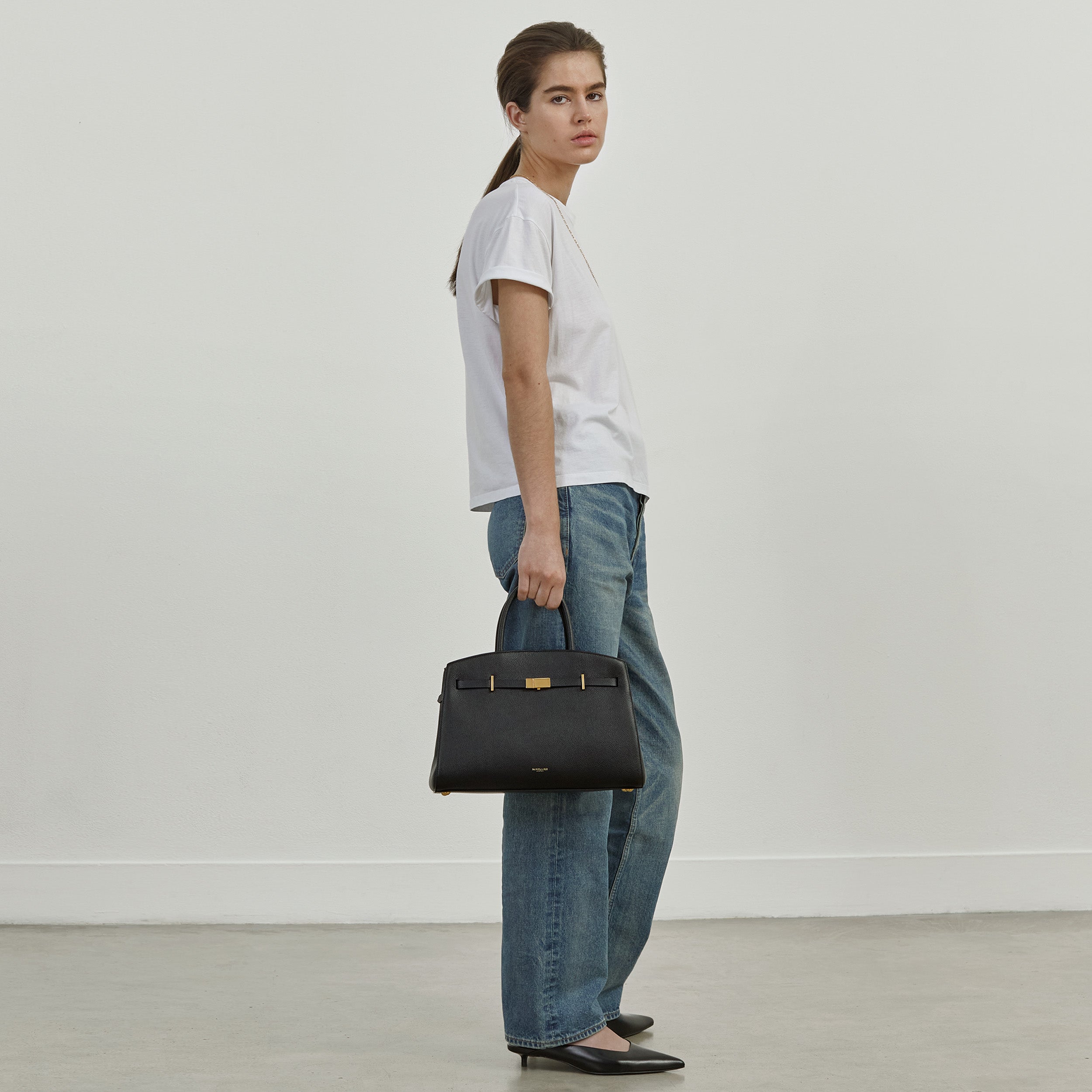 DeMellier The Midi Hudson black small grain