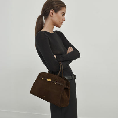 DeMellier The Midi Hudson mocha suede & mocha smooth