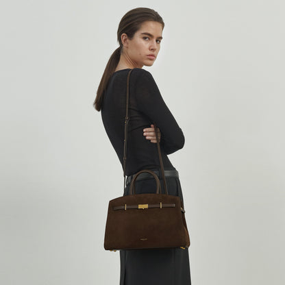 DeMellier The Midi Hudson mocha suede & mocha smooth