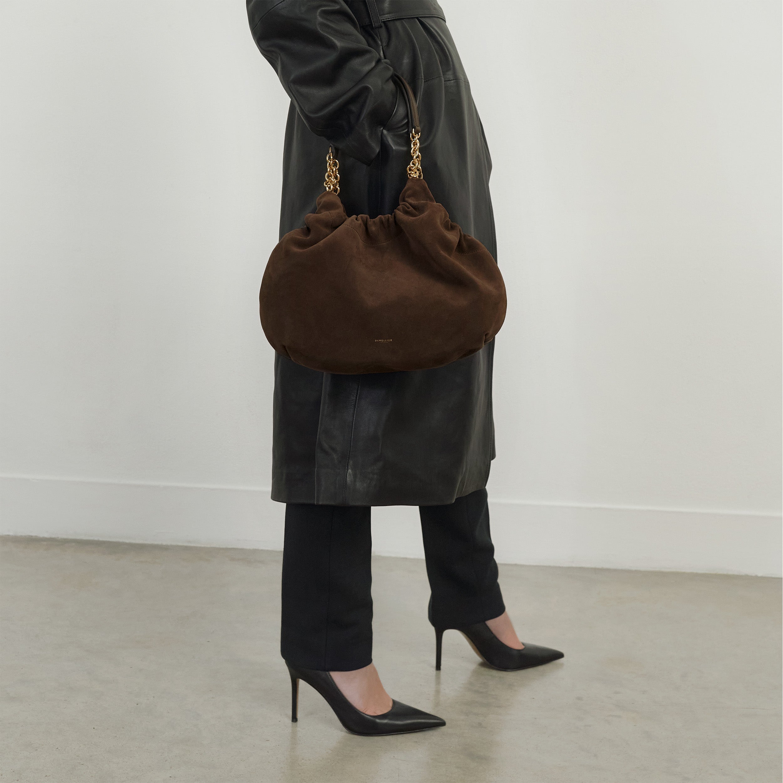 DeMellier The Midi Miami mocha suede & mocha smooth