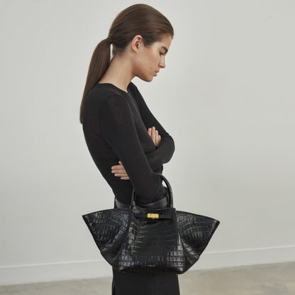 DeMellier The Midi New York black croc-effect
