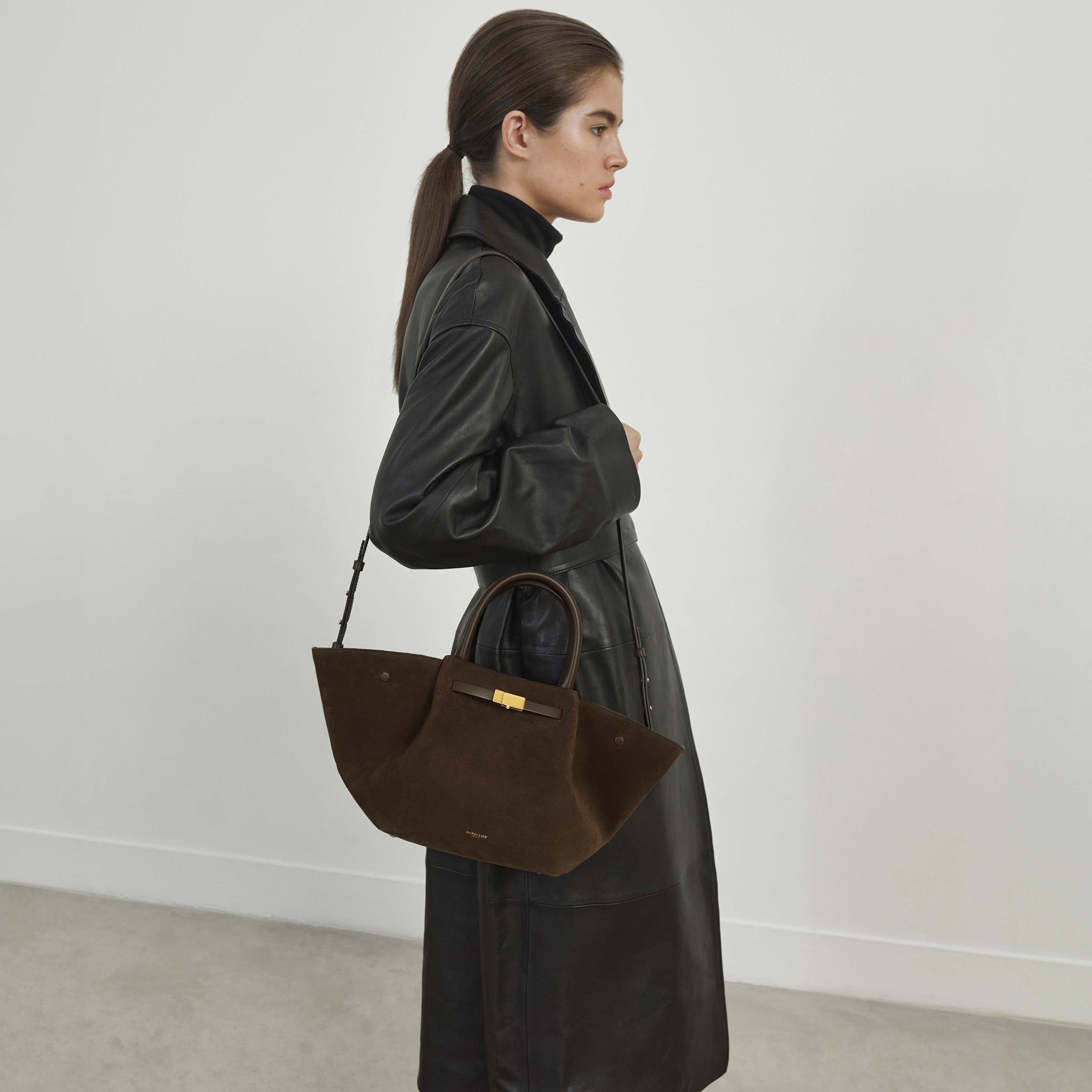 DeMellier The Midi New York mocha suede & mocha smooth