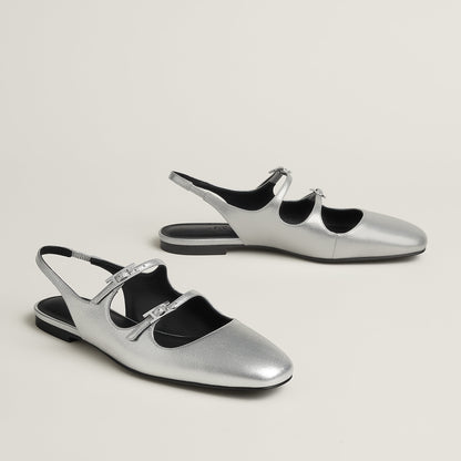  Hermes Mila Slingback Gris Argent