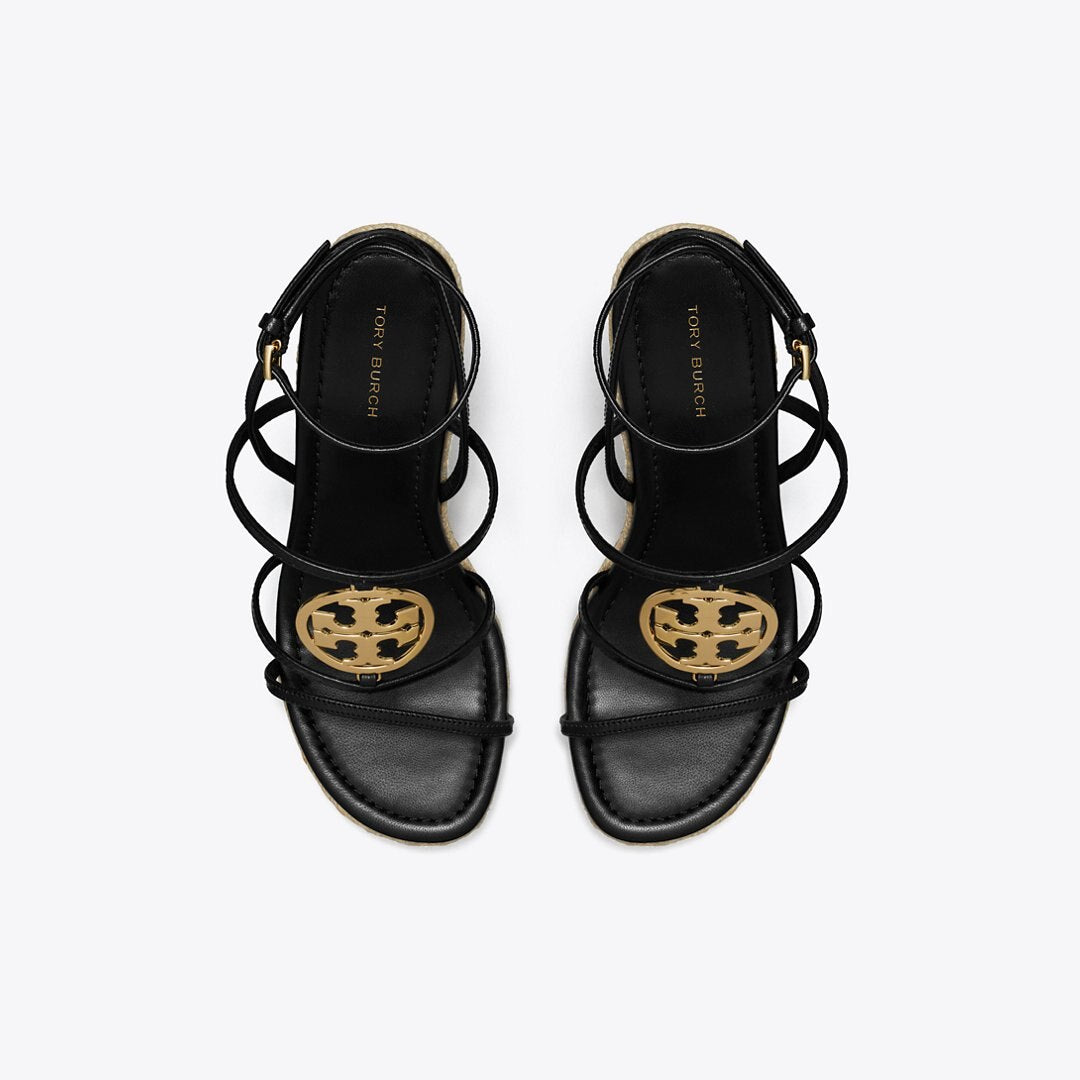 Tory Burch Miller Capri Espadrille Wedge BLACK / GOLD