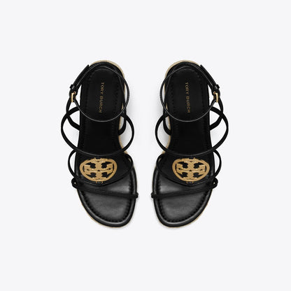 Tory Burch Miller Capri Espadrille Wedge BLACK / GOLD