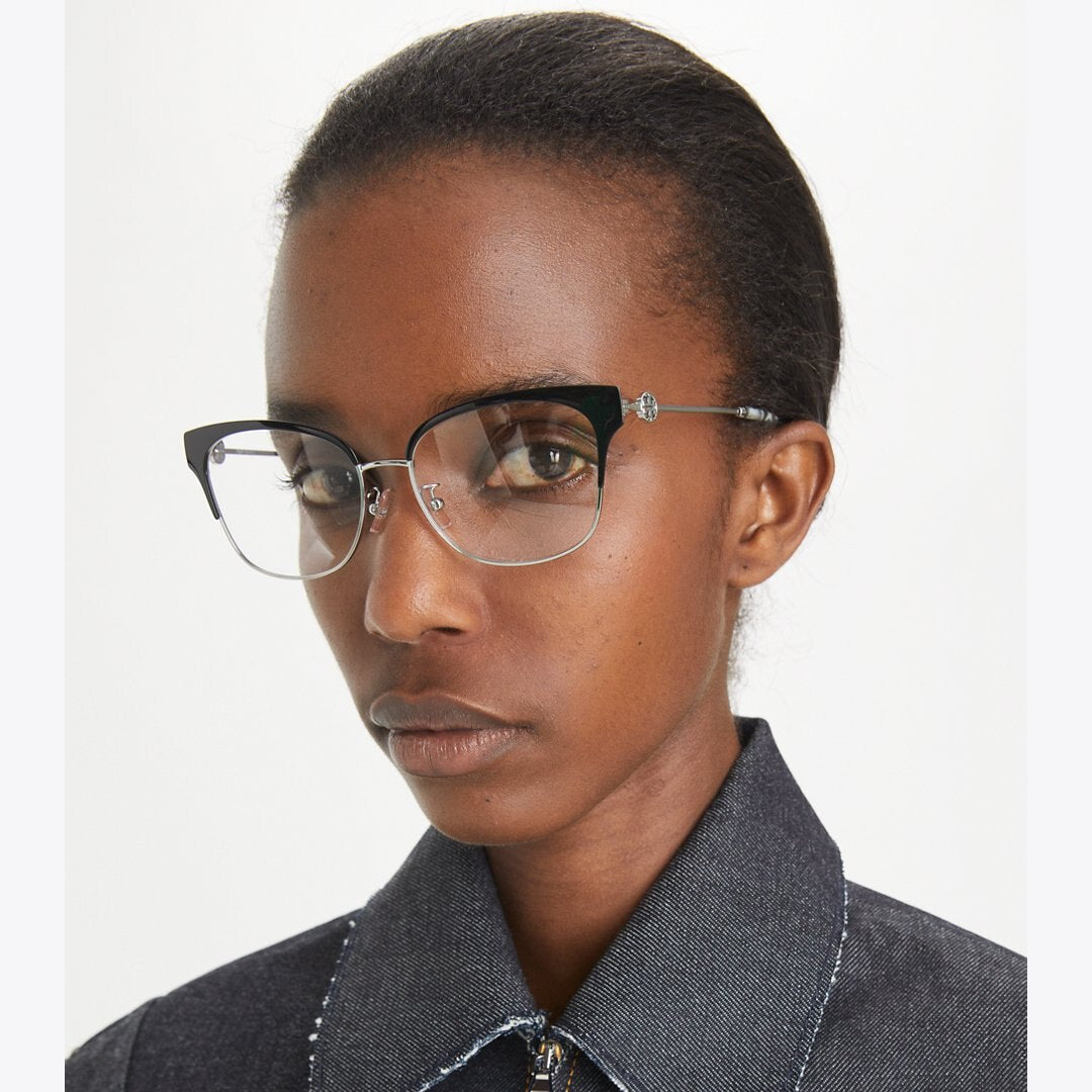 Tory Burch Miller Cat-Eye Eyeglasses SILVER/BLACK