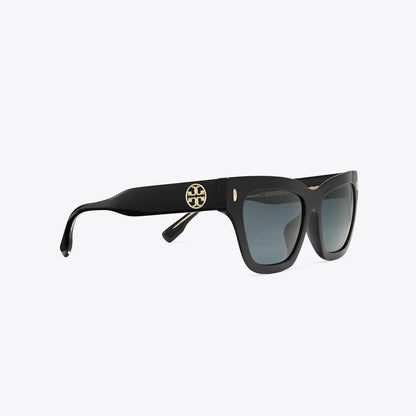 Tory Burch Miller Cat-Eye Sunglasses BLACK/DARK GREY POLAR