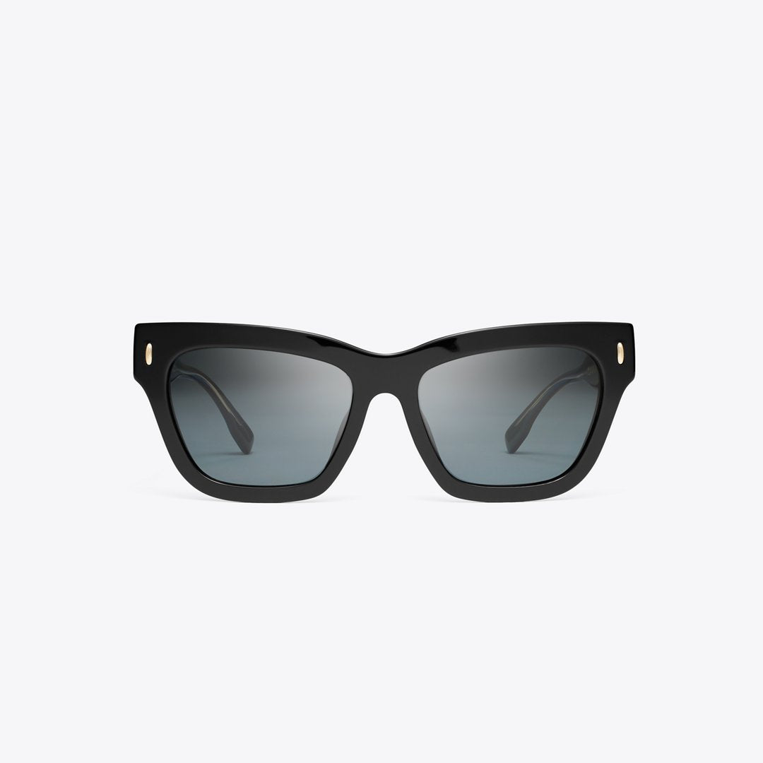 Tory Burch Miller Cat-Eye Sunglasses BLACK/DARK GREY POLAR