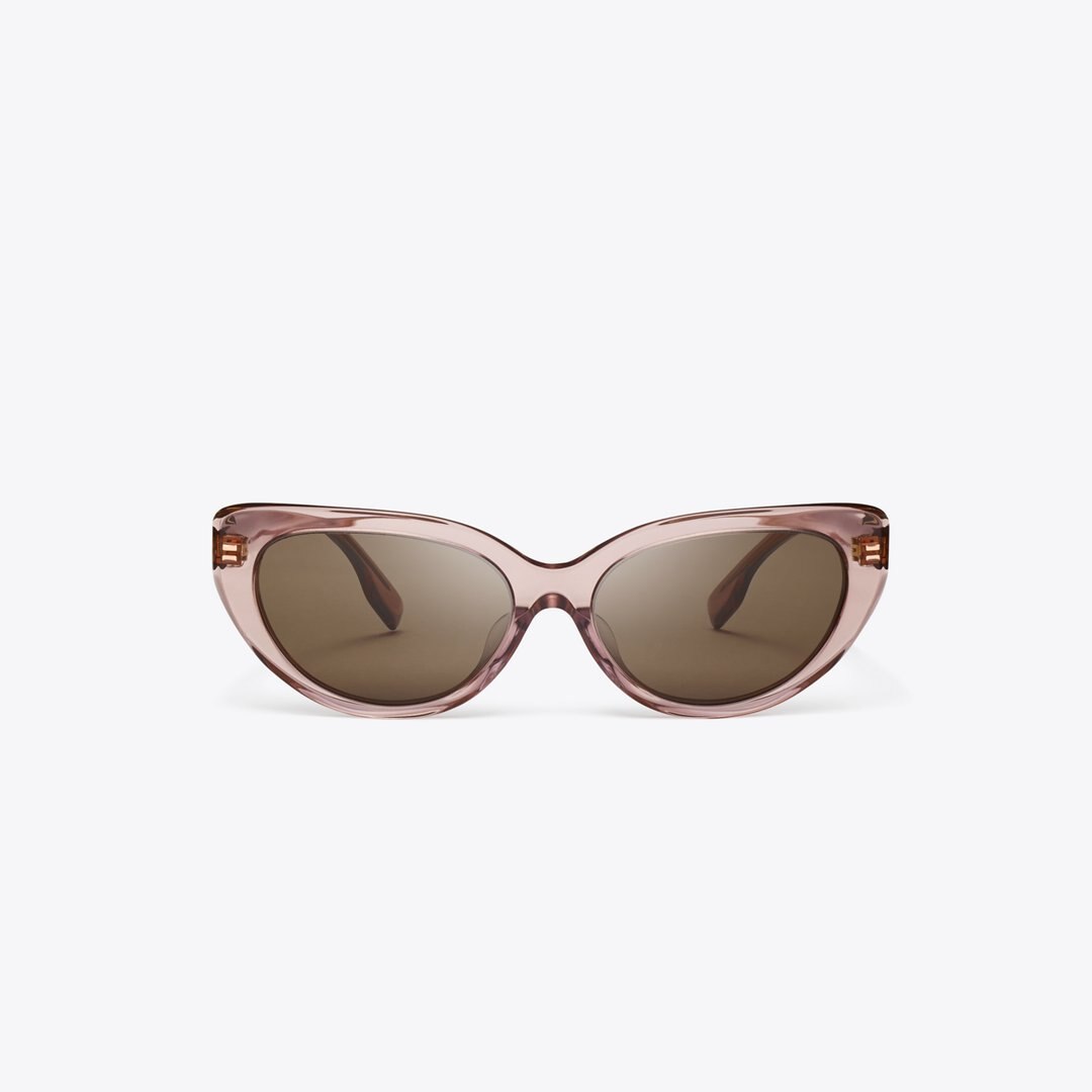 Tory Burch Miller Cat-Eye Sunglasses TRANSPARENT LIGHT PINK/DARK BROWN