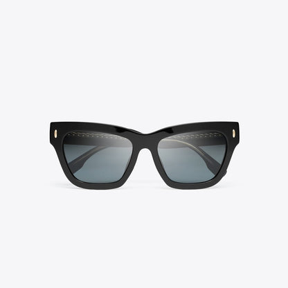 Tory Burch Miller Cat-Eye Sunglasses BLACK/DARK GREY POLAR