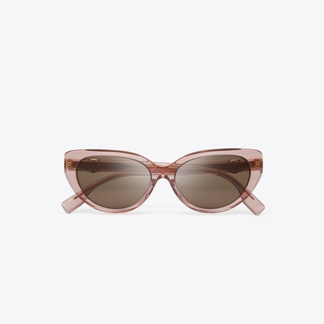 Tory Burch Miller Cat-Eye Sunglasses TRANSPARENT LIGHT PINK/DARK BROWN