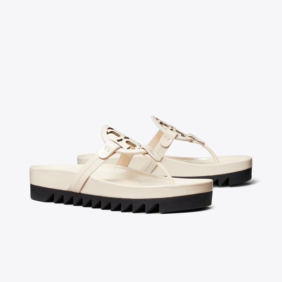 Tory Burch Miller Cloud Lug Sandal NEW CREAM / PERFECT BLACK