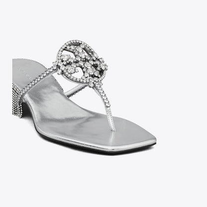 Tory Burch Miller Crystal Kitten Heel SILVER / SILVER