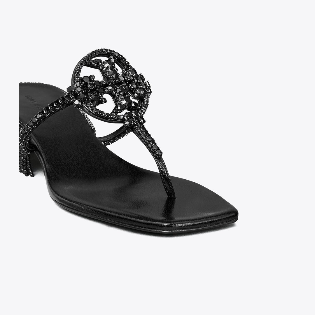 Tory Burch Miller Crystal Kitten Heel PERFECT BLACK / JET