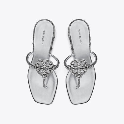 Tory Burch Miller Crystal Kitten Heel SILVER / SILVER
