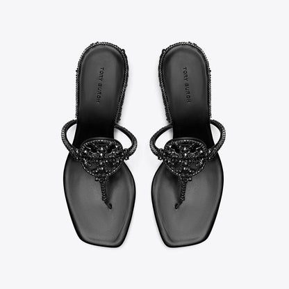 Tory Burch Miller Crystal Kitten Heel PERFECT BLACK / JET