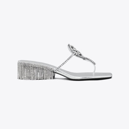 Tory Burch Miller Crystal Kitten Heel SILVER / SILVER
