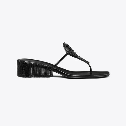 Tory Burch Miller Crystal Kitten Heel PERFECT BLACK / JET