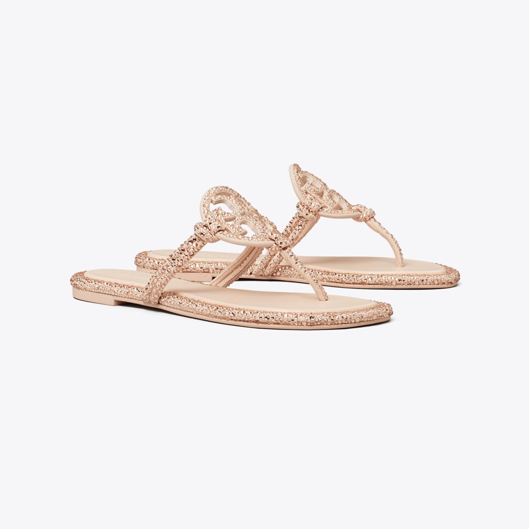 Tory Burch Miller Crystal Knotted Sandal ROSE PINK