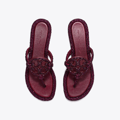 Tory Burch Miller Crystal Knotted Sandal MERLOT