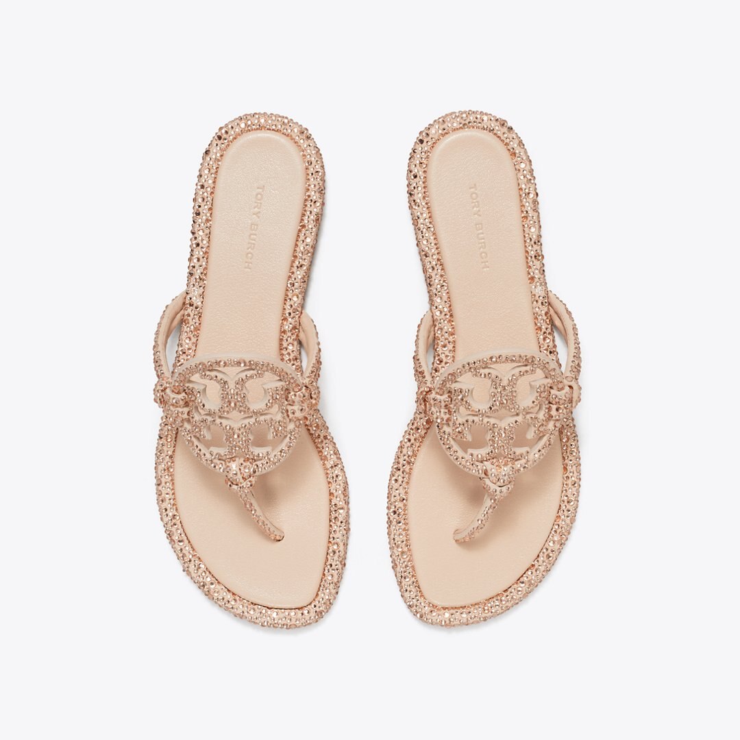 Tory Burch Miller Crystal Knotted Sandal ROSE PINK