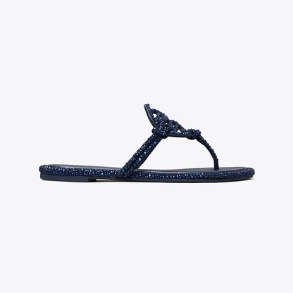 Tory Burch Miller Crystal Knotted Sandal NEW NAVY