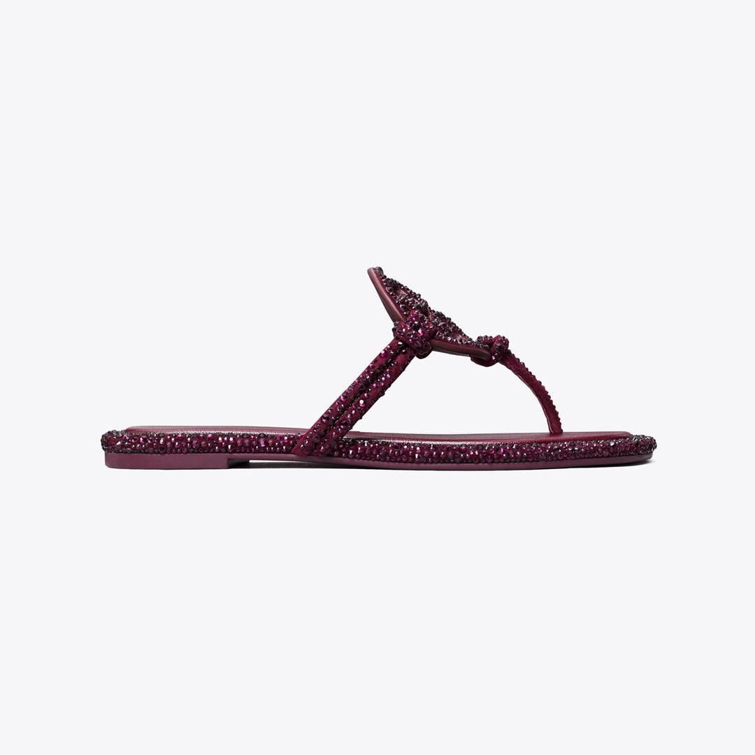 Tory Burch Miller Crystal Knotted Sandal MERLOT