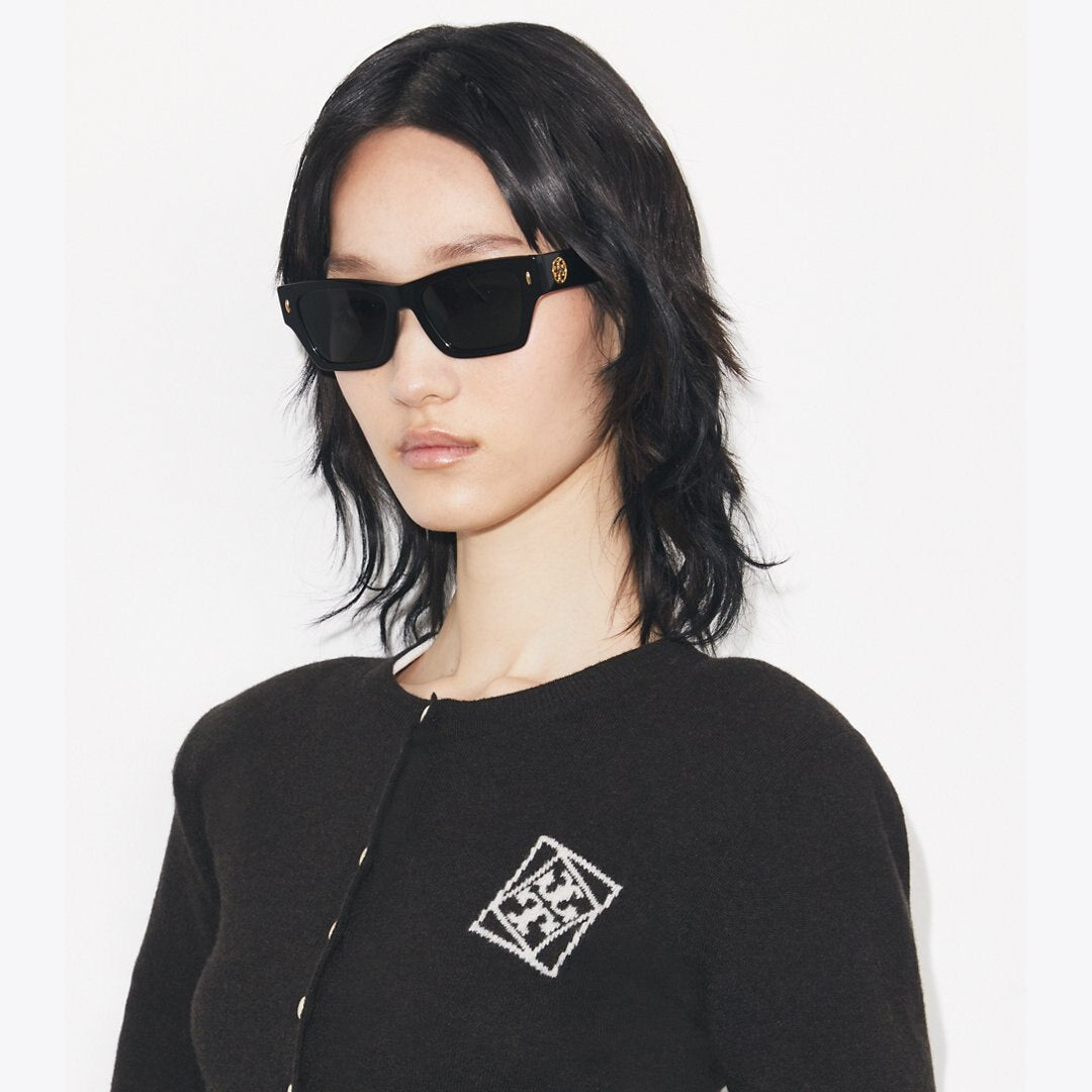 Tory Burch Miller Geometric Sunglasses BLACK