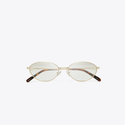 Tory Burch Miller Metal Oval Eyeglasses SHINY LIGHT GOLD