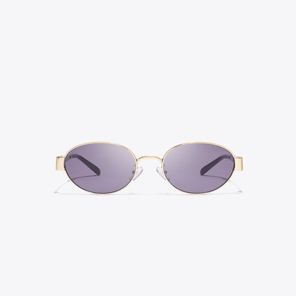 Tory Burch Miller Metal Oval Sunglasses SHINY LIGHT GOLD/PURPLE