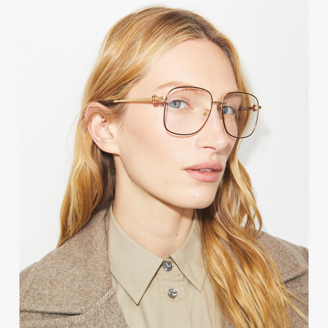 Tory Burch Miller Metal Square Eyeglasses GOLD